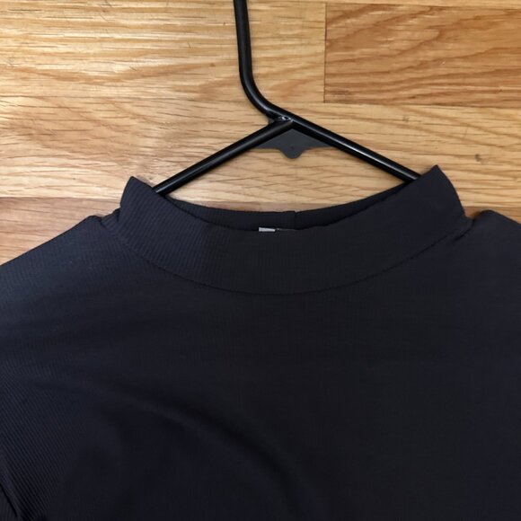 Pea Bee + Jae Grey Ribbed Midi Shell Dress Modal Mock Neck - Picture 3 of 6